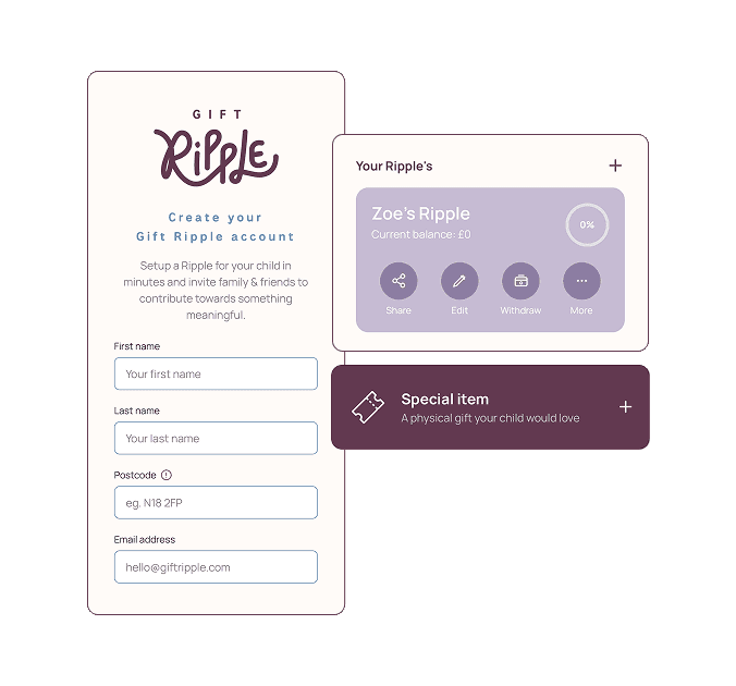 Create a profile & setup your Gift Ripple